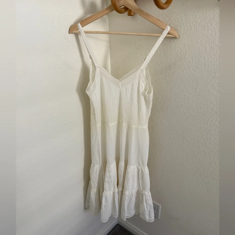 Vintage romantic white lace slip sun dress cinched waist babydoll size S - Picture 4 of 5